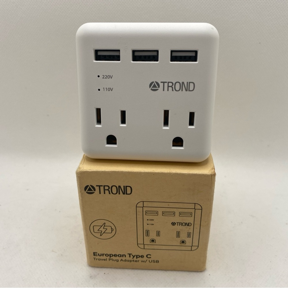 White European Type C Travel Plug Adapter with USB